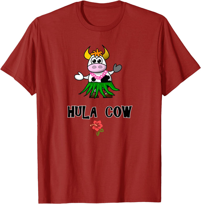 FUN DANCING ANIMALS GIFT T-SHIRTS Hawaiian Hula Dancing Cow, Funny Gift T Shirt, Dk T-Shirt - Cranberry Red