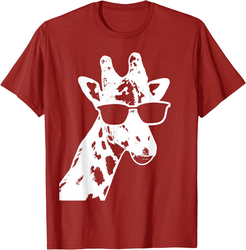 We Love Giraffes - Apparel & Gifts Giraffe with Sunglasses Funny Gift T-Shirt - Cranberry Red