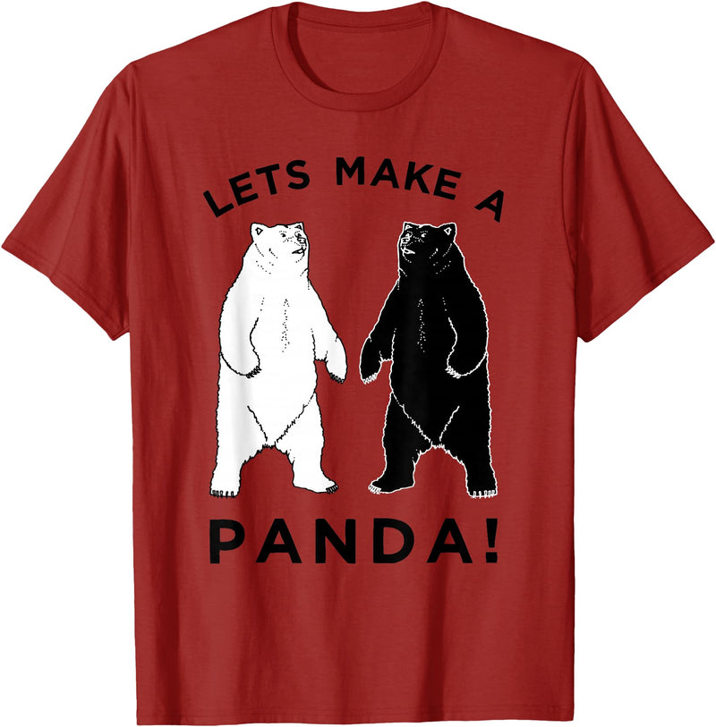 Make Panda Apparel Lets Make A Panda Tee, Funny Bear Graphic T-Shirt T-Shirt - Cranberry Red