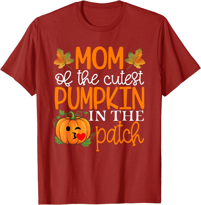 Mom of The Cutest Pumpkin Shirt Mom of The Cutest Pumpkin in The Patch Shirt Halloween T-Shirt - Cranberry Red