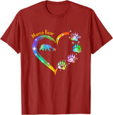 "Mama Bear" Rainbow Heart Paw Print T-Shirt
