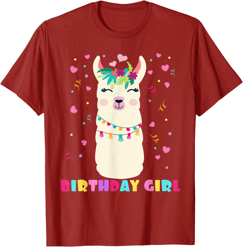 Llamazing Birthday Party Outfit Llama Lovers Birthday Girl Cute Llama Alpaca Kids Llamazing T-Shirt - Cranberry Red
