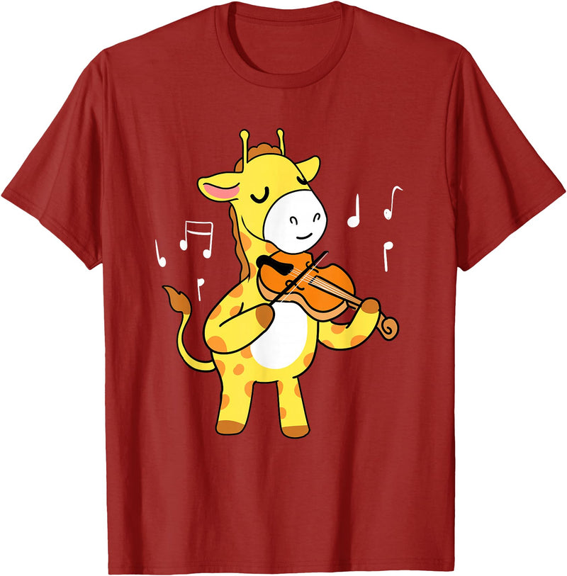 Awesome Violinists Designs Giraffe Playing Violin T-Shirt - Cranberry Red