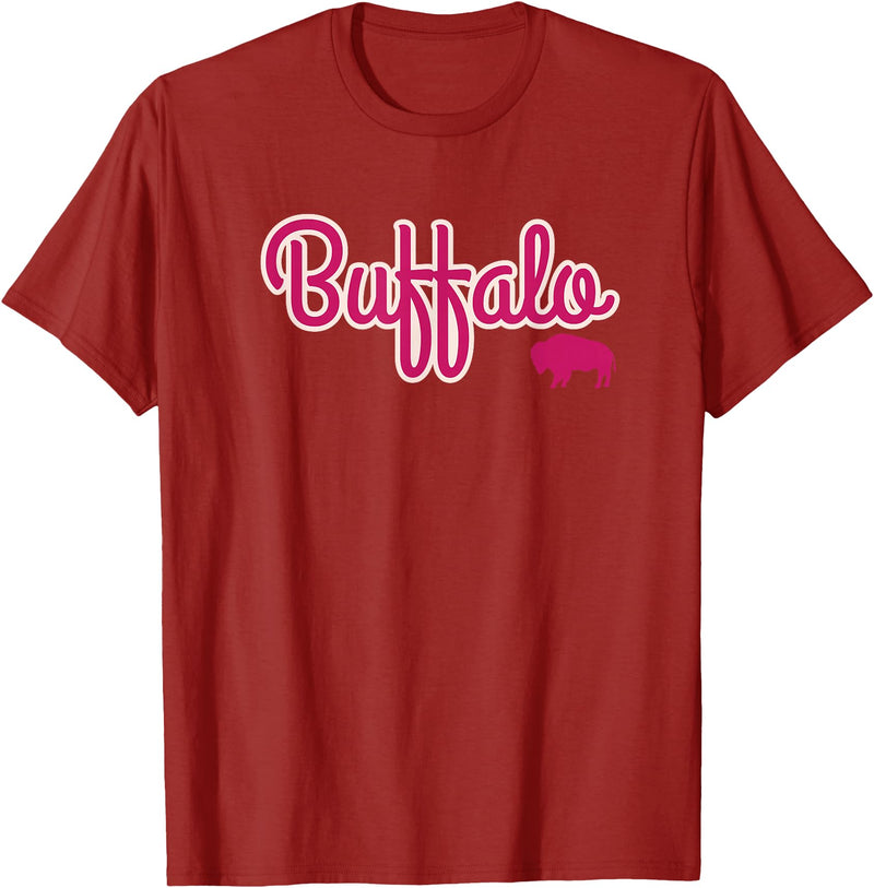 Buffalo NY Designs Buffalo NY Pink Color Logo, Buffalo Pride T-Shirt - Cranberry Red