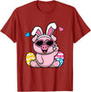 Cute Bunny Pig Happy Easter Day Gift Cute Pig Bunny Ears Easter Day Boy Girl Kids T-Shirt - Cranberry Red