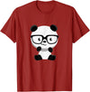 My Shirt Hub Cute Little Bear Panda Nerd with Glasses T-Shirt - Cranberry Red