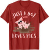 Funny Pig Lover Farm Animals Just A Boy Who Loves Pigs sunglasses In the Mud Kids Boy T-Shirt - Cranberry Red