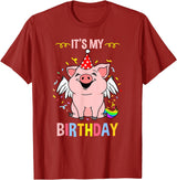 Its My Birthday Pig T-Shirt - Cranberry Red