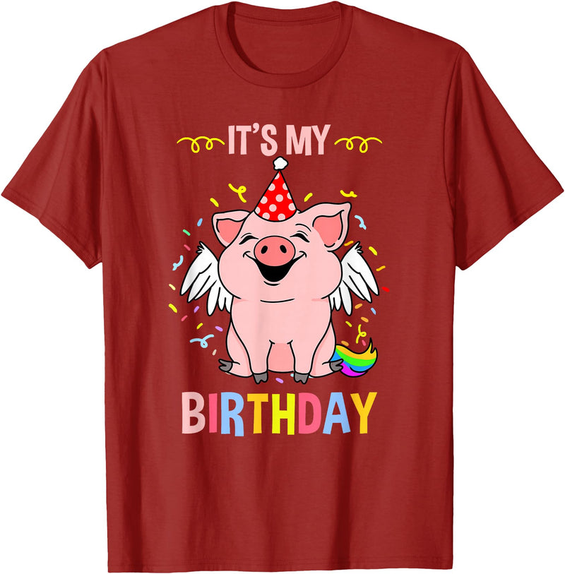 Its My Birthday Pig T-Shirt - Cranberry Red