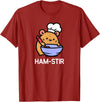 Hamster, Ham-stir Funny Jokes Sarcastic T-Shirt - Unisex-Adults & Kids - Black - Small - Short Sleeve - Cotton Blend - Classic Fit - Crew Neck - T-Shirt - Cranberry Red