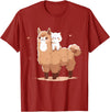 Funny Llama Alpaca Animal Lover Gifts Clothing Llama Alpaca Cat T-Shirt - Cranberry Red