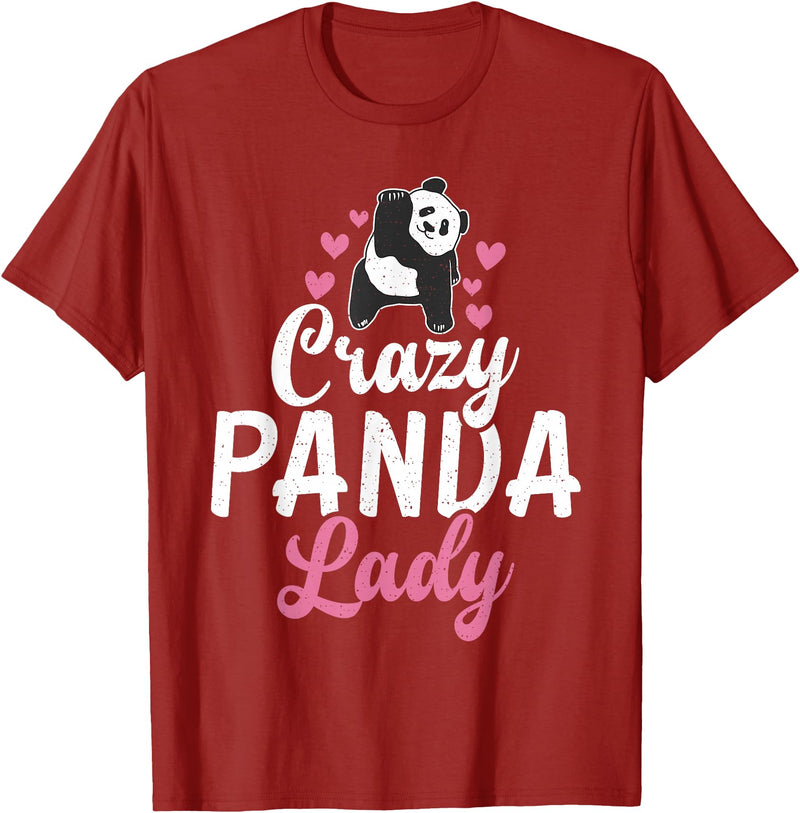 Panda Gifts and Acessories Crazy Panda Lady Panda Bear Lover T-Shirt - Cranberry Red