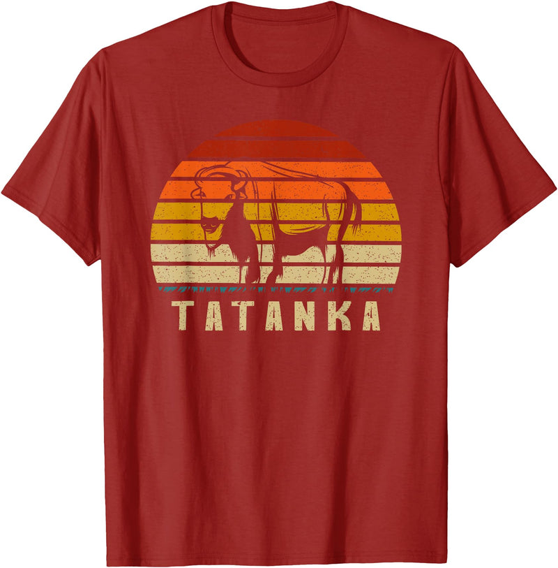 Retro Vintage American Buffalo Tatanka Animal Gift T Shirt T-Shirt - Cranberry Red