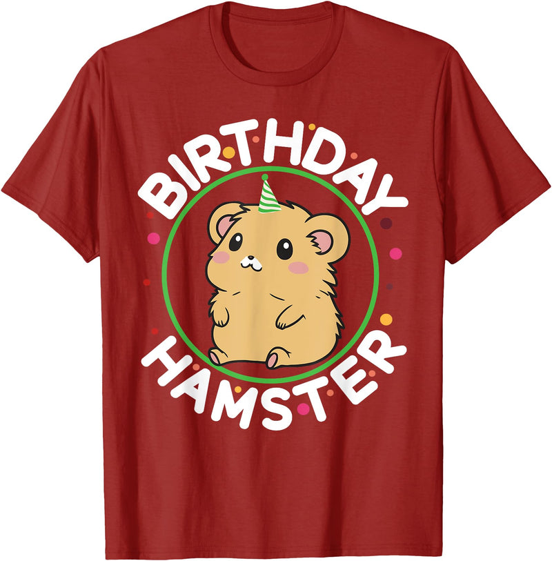 Unisex-Kids Hamster Birthday Party Birthday Hamster T-Shirt - Cranberry Red