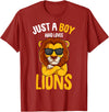 Funny Lion Apparel & Gift Ideas Just a Boy who loves Lions Toddler Boy Kids Lion T-Shirt - Cranberry Red