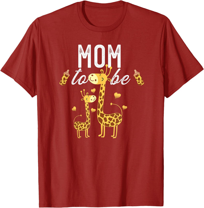 Giraffe Baby Shower Party Ideas For Mom Mom To Be Giraffe Baby Shower Cute T-Shirt - Cranberry Red
