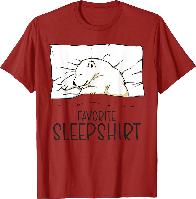 Sleeping & Napping Shirt Gifts For Nap Lovers Favorite Sleepshirt, Napping Polar Bear Pajama T-Shirt - Cranberry Red