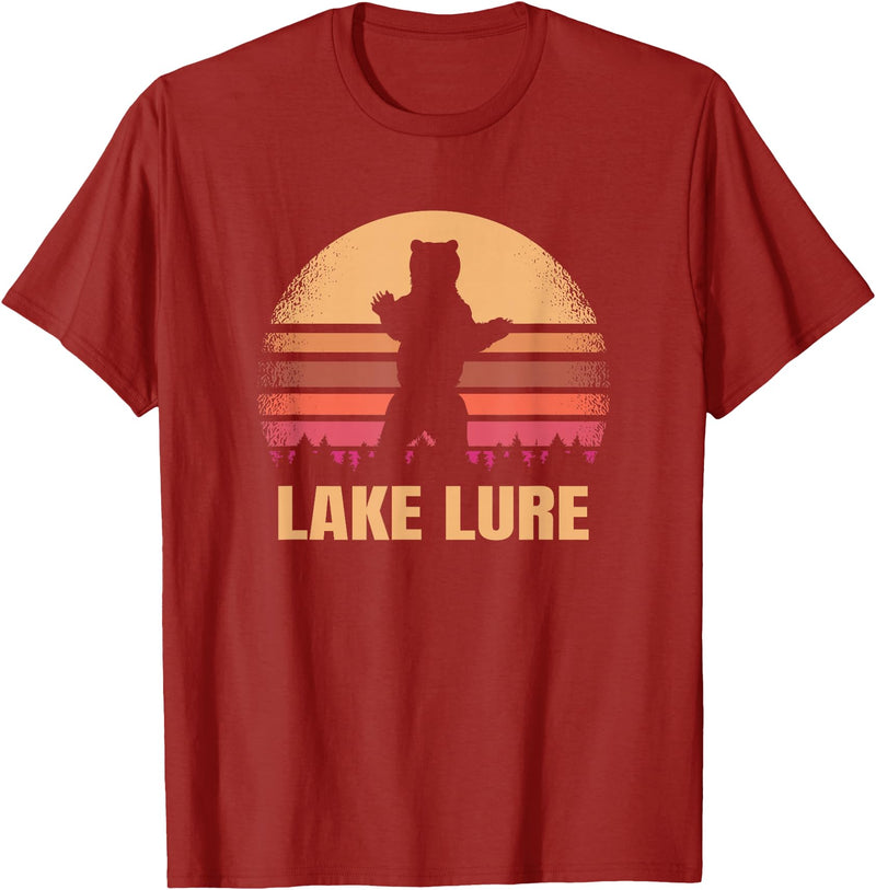 Lake Lure North Carolina Vintage NC Retro 80s Co. Lake Lure North Carolina Vintage Bear NC Distressed 80s T-Shirt - Cranberry Red