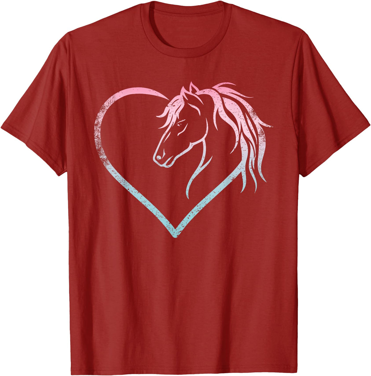 Horse Girl Designs Women I Love My Horses Riding Heart With Horse Head For Horseback Riding Horse T-Shirt - Cranberry Red