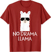 No Drama No Pob-Llama Alpaca Gifts No Drama Llama Alpaca with Sunglasses Llama Lovers Gift T-Shirt - Cranberry Red