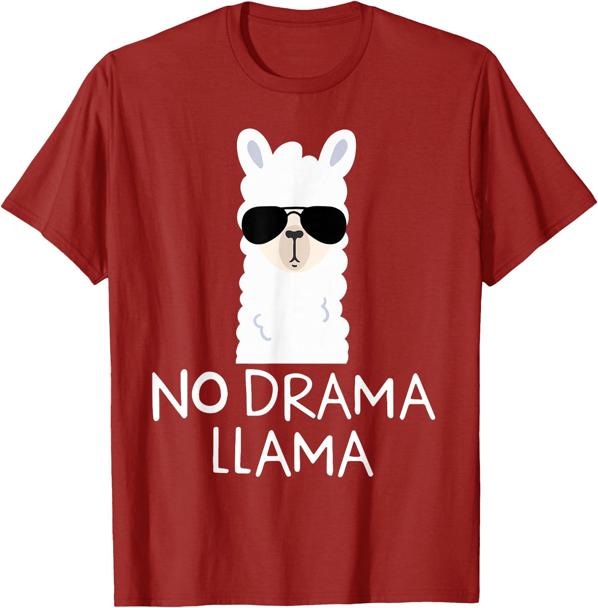 No Drama No Pob-Llama Alpaca Gifts No Drama Llama Alpaca with Sunglasses Llama Lovers Gift T-Shirt - Cranberry Red