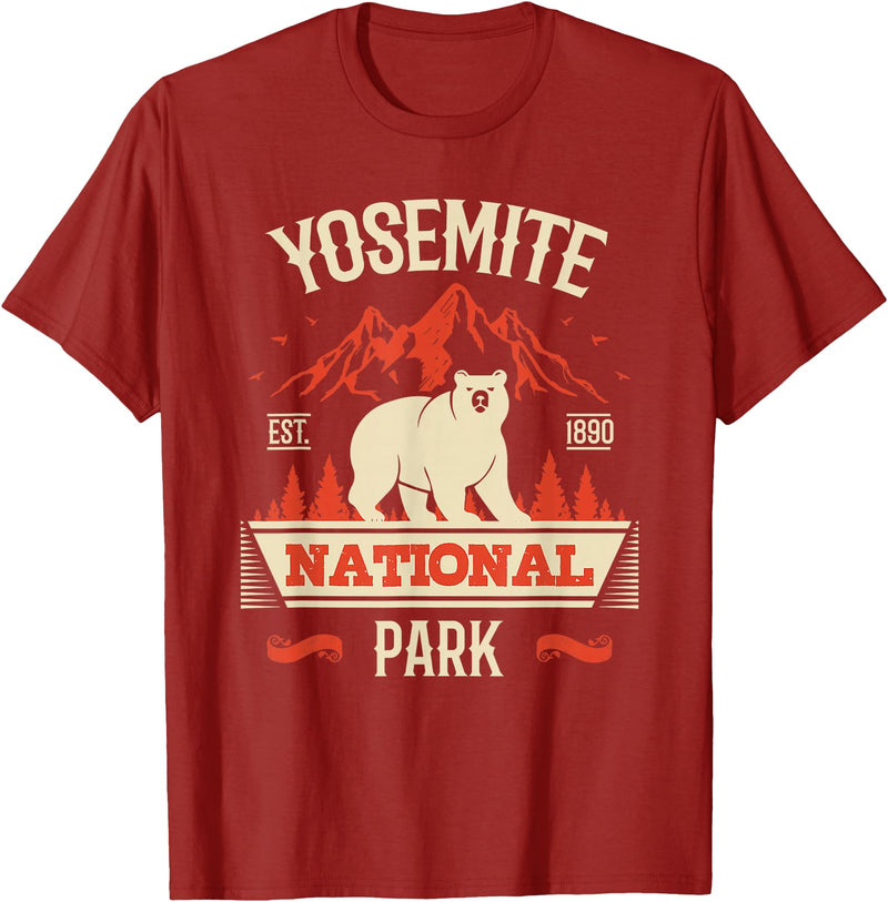 Yosemite Bear Lovers Gifts Yosemite National Park Vintage Gift T-Shirt - Cranberry Red