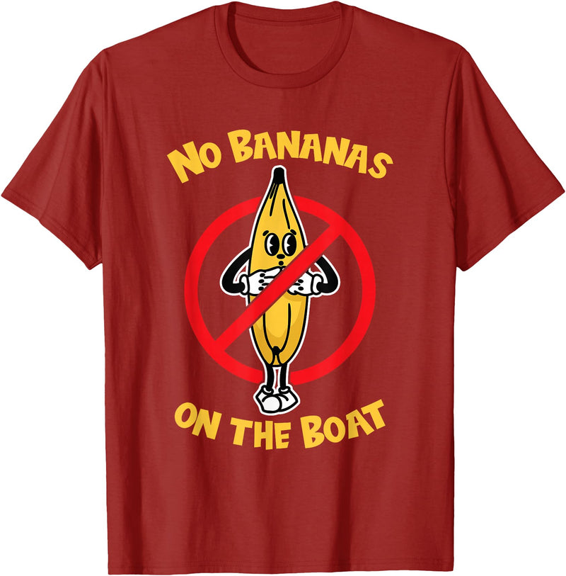 Funny Fishing Boat Gifts for Fishermen No Bananas on the Boat T-Shirt - Cranberry Red