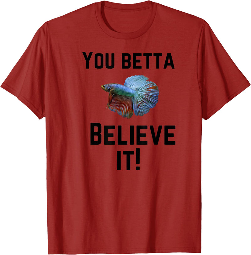 Bradley Rex Betta Fish Design, Fish-Lovers, Funny Pun T-Shirt - Cranberry Red