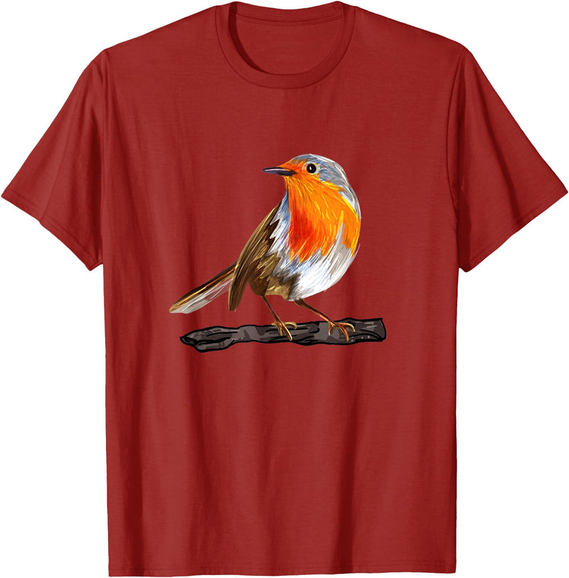 Robin Bird Ornithology Nerd Birding Watcher Robin Bird T-Shirt - Cranberry Red
