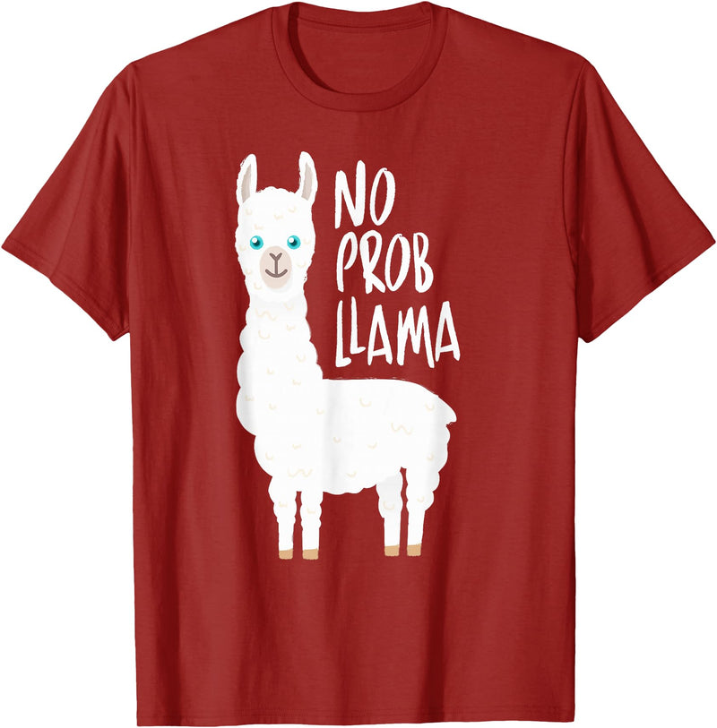 CuisineDuCool Cute No Prob Llama - No Probllama T-Shirt - Cranberry Red