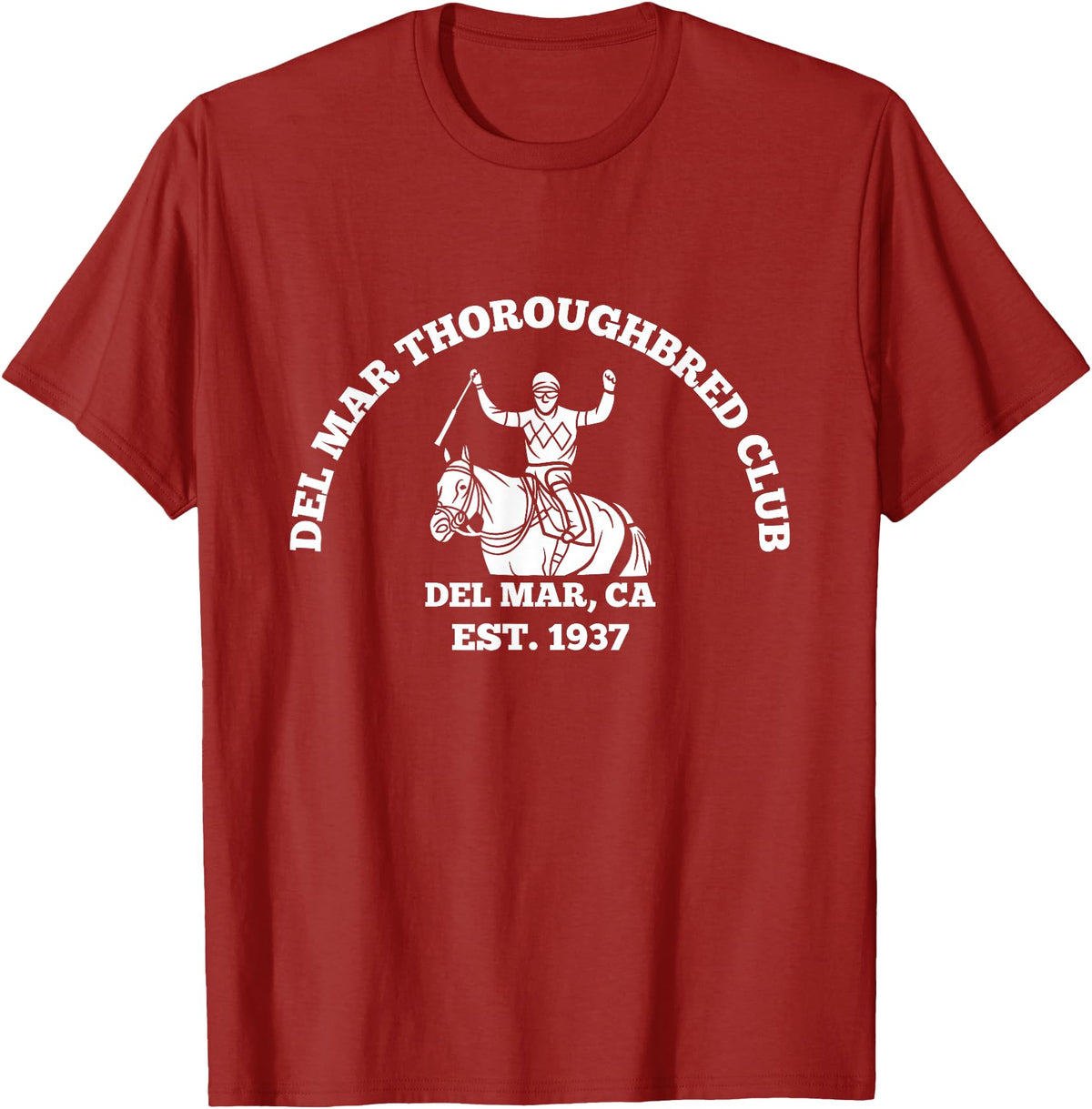 NANKANDOIT Del Mar Racetrack Horse Racing Breeders Del Mar Horse Racing California Race Track Thoroughbred Club T-Shirt - Cranberry Red
