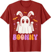 Boonny, Spooky Bunny Ghost Pun, Rabbit Halloween Costume T-Shirt in Cranberry Red