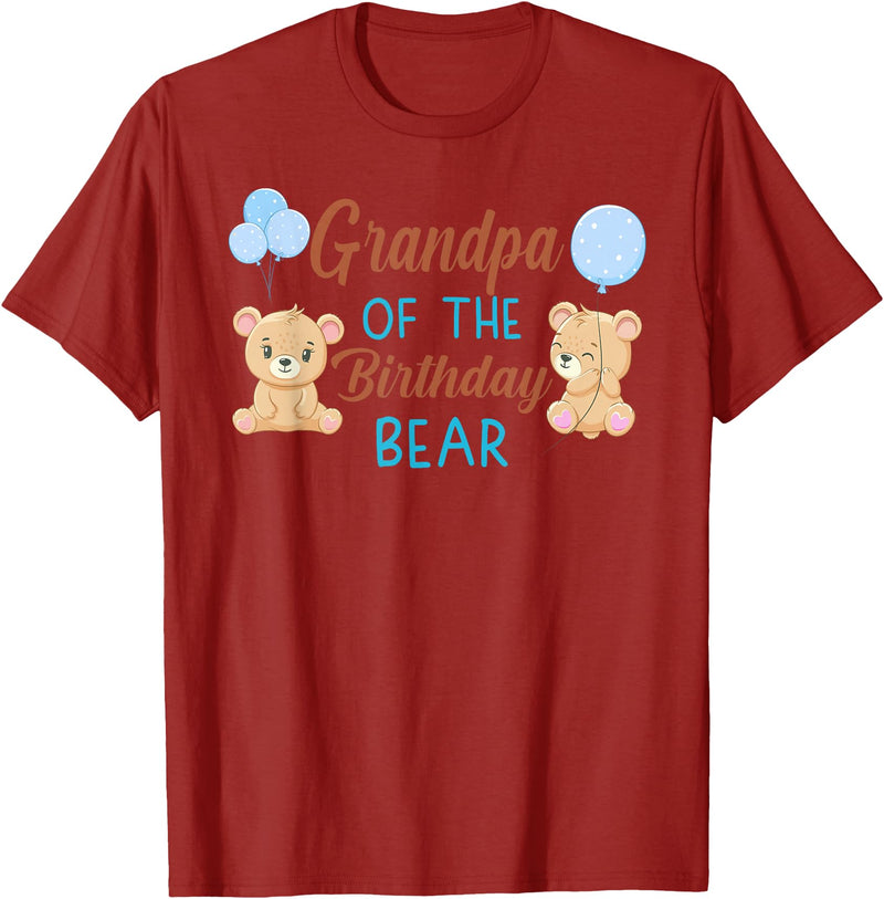 Family Birthday Bear Gifts Grandpa of The Birthday Boy Bear 1st Birthday Party Boy T-Shirt - Cranberry Red