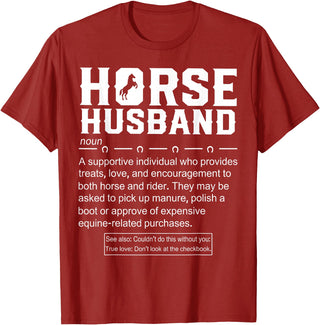 Funny Horse Husband Definition Tee Shirt Horse Husband Definition T-Shirt - Cranberry Red