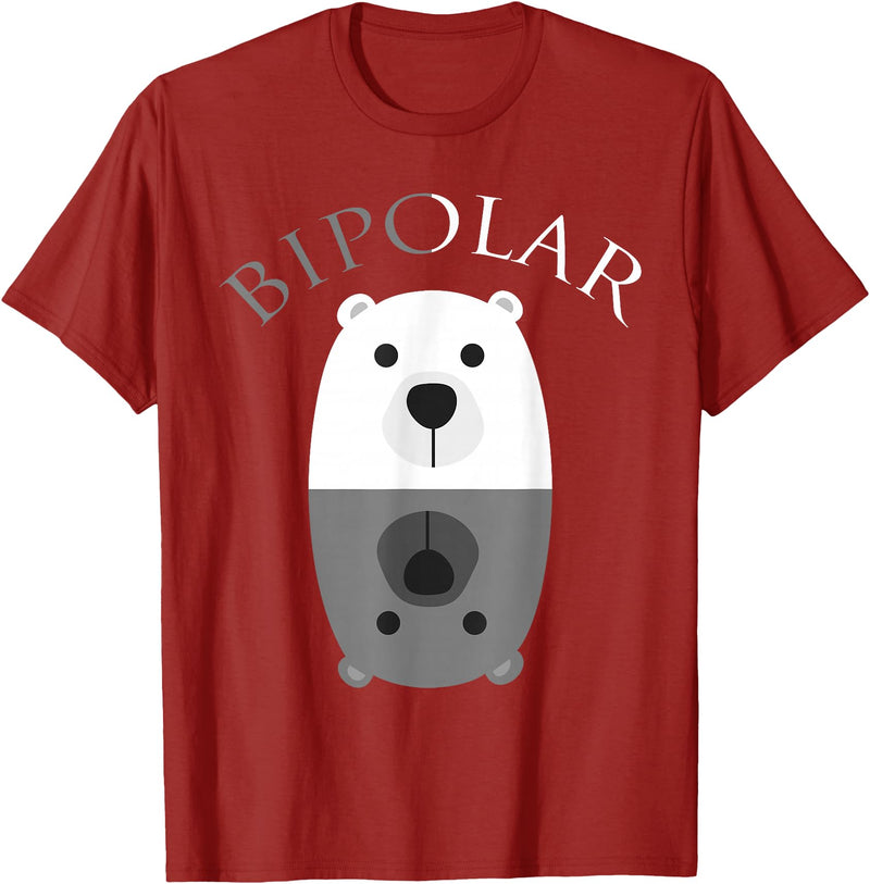 Cool I Love Polar Bears With Bipolar T-shirts Bipolar Shirt | Cute Mental Disorder Polar Bear Tee Gift T-Shirt - Cranberry Red
