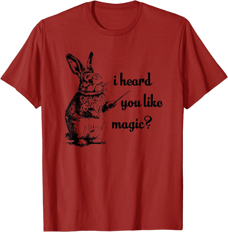 Cute Rabbit Lover Bunny Graphic T-Shirt (Heather Grey) in Cranberry Red