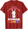 I'm Just a 7 Year Old Girl Who Loves Bunny Rabbit Girl T-Shirt in Cranberry Red
