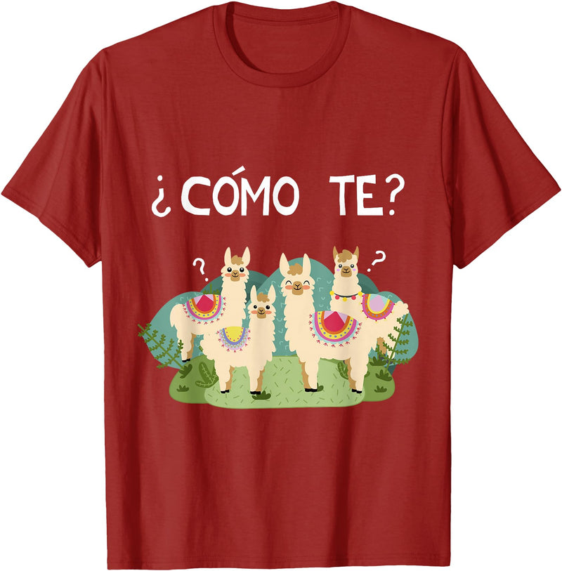 Spanish Shirt | Llama Tee | Funny Spanish Shirt Funny Spanish Tee, Como Te Llama, Llama Tshirt T-Shirt - Cranberry Red