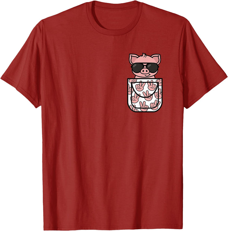 KATYLIN Funny Pig Pocket Pig Lover Men Women Boys Girls Kids T-Shirt - Cranberry Red