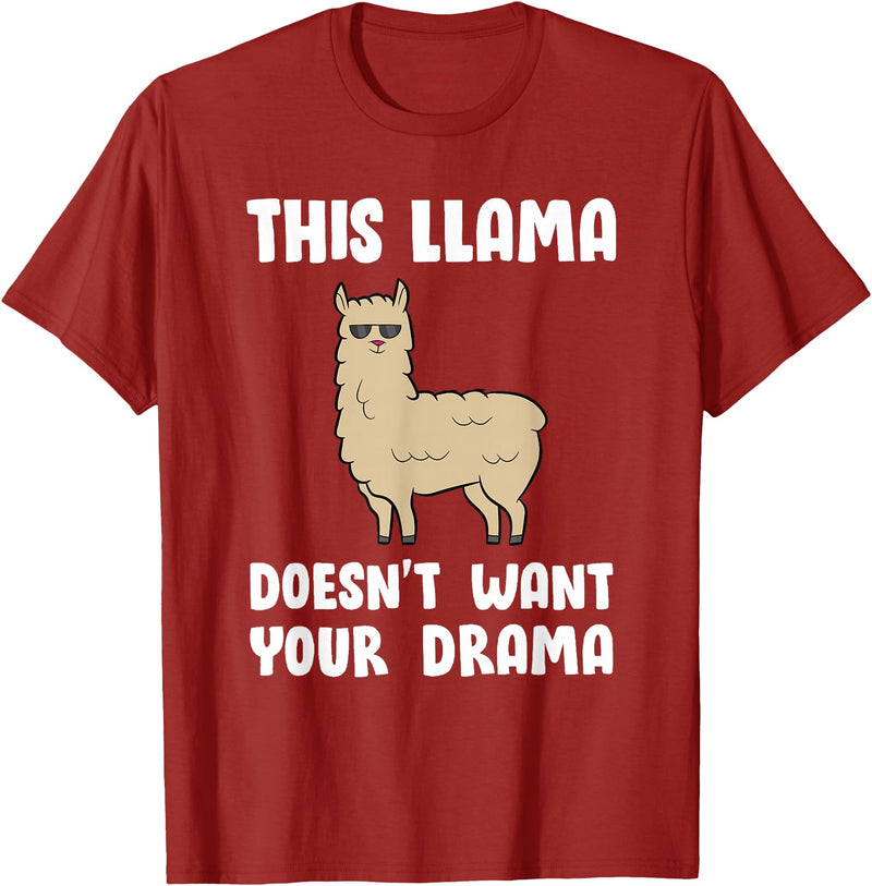 Funny Llama And Alpaca Gifts Funny Llama This Llama Mag No Drama Alpaca Llama T-Shirt - Cranberry Red