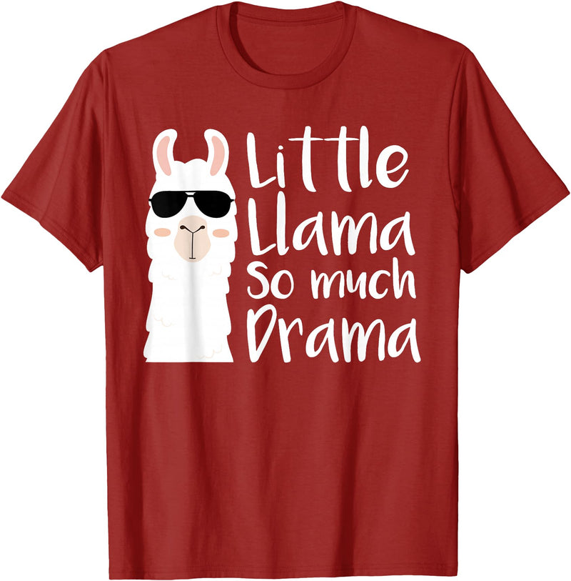 Mommy & Me Llama Co. Little Llama So much Drama Cool Kids Matching Family T-Shirt - Cranberry Red