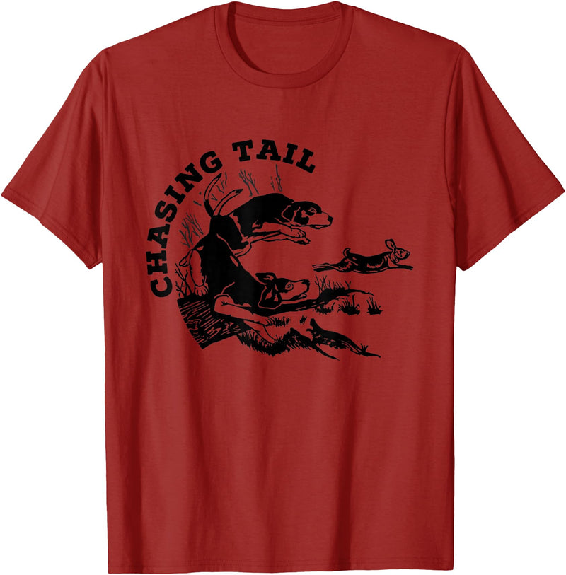 Rabbit Hunter - Beagles - Chasing Tail - Hunting Cottontail T-Shirt in Cranberry Red