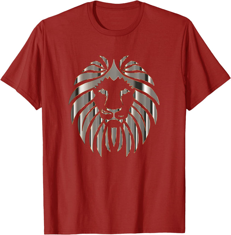 Teeshire Lion Head Tshirts Silver Lion Head Portrait Safari Animal Novelty Gift T-Shirt T-Shirt - Cranberry Red