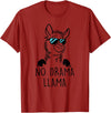 Pretees No Drama Llama Graphic Funny Llama T-Shirt - Women's Adult Unisex-Adults Grey Small Classic Fit Crew Neck Short Sleeve - Cranberry Red