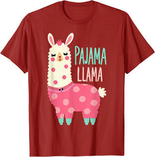 Two Suns Llama Design Lama Pajama T-Shirt - Cranberry Red