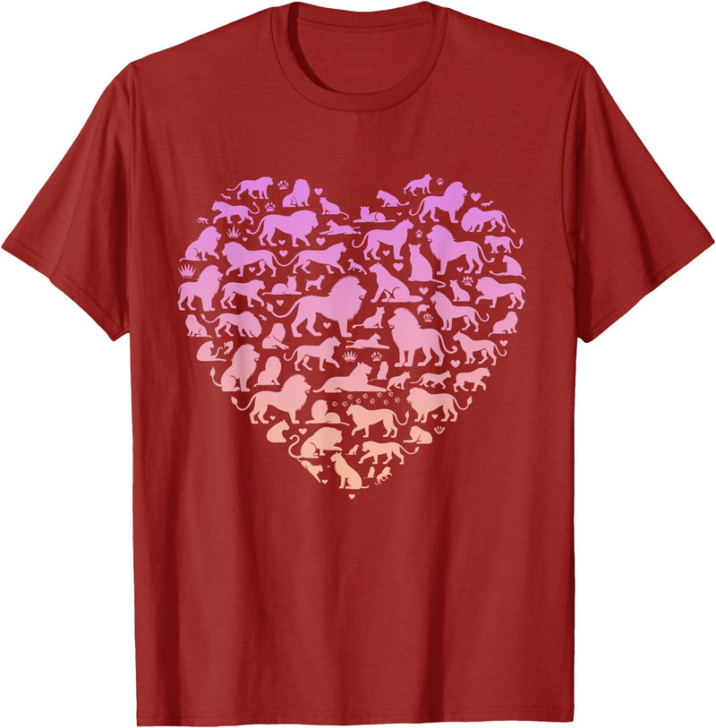 Girls Lion Design Silhouette Lions Design for Lion Lover | Girls Lion T-Shirt - Cranberry Red