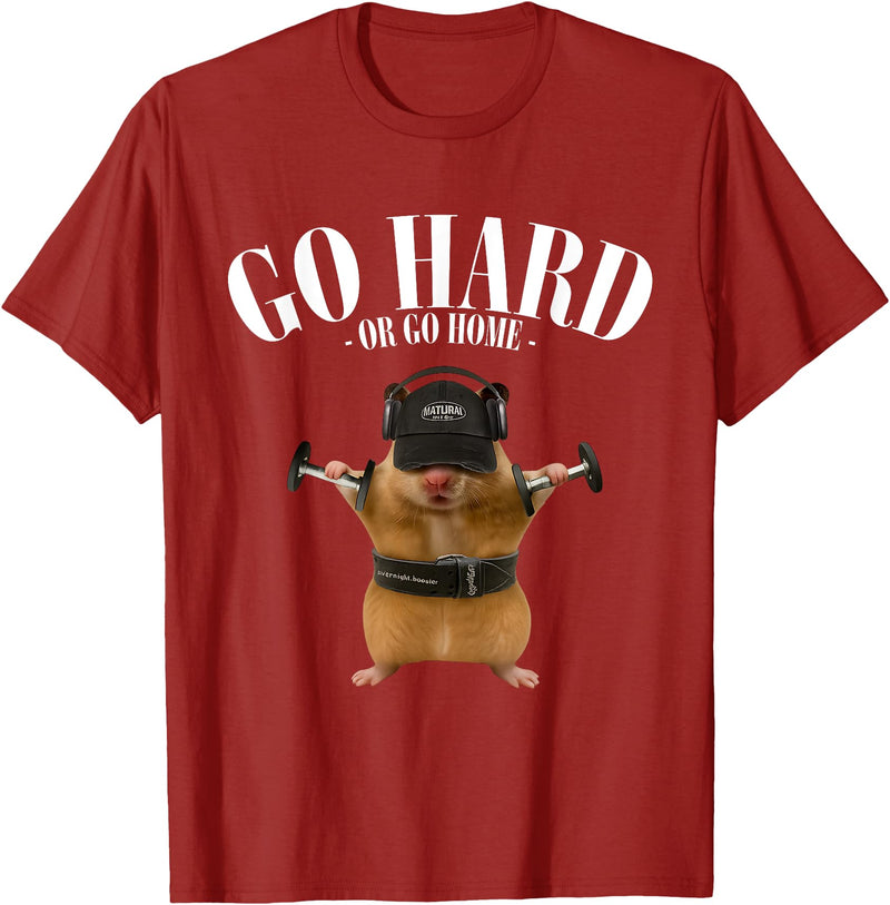 Hamster Deadlift Training Funny Cute Rat Weightlifting Meme T-Shirt - Cranberry Red