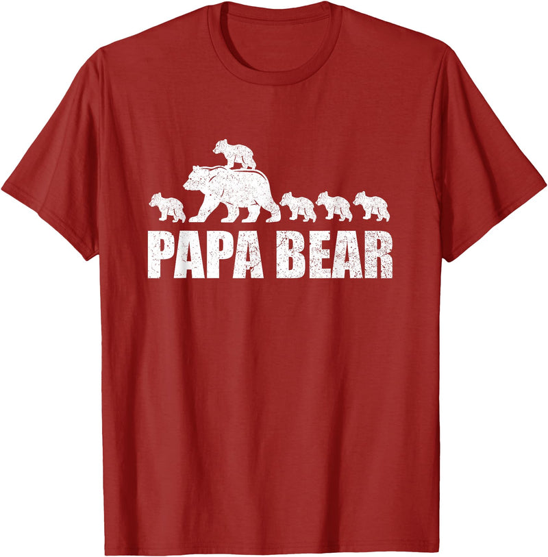Papa Bear 5 Kids TShirt Papa Bear 5 Cubs Shirt Papa Bear 5 Cubs Shirt Daddy Bear 5 Kids TShirt Papa 5 Kids T-Shirt - Cranberry Red