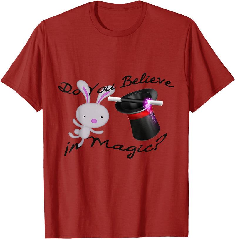 Top Hat and Rabbit T-Shirt in Cranberry Red