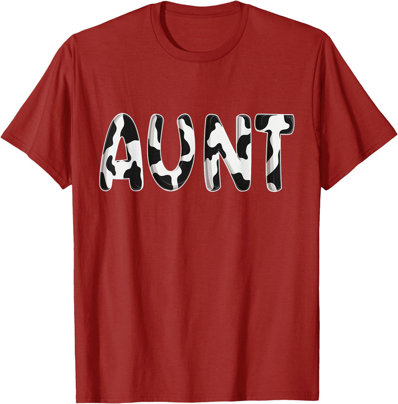 Cow Pattern Print Family Matching Birthday Shirts Cow Aunt Birthday Family Matching Mothers Day Boy Girl Farm T-Shirt -